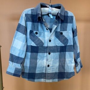 Patagonia Blue Plaid Button-Down Fjord Flannel Kids